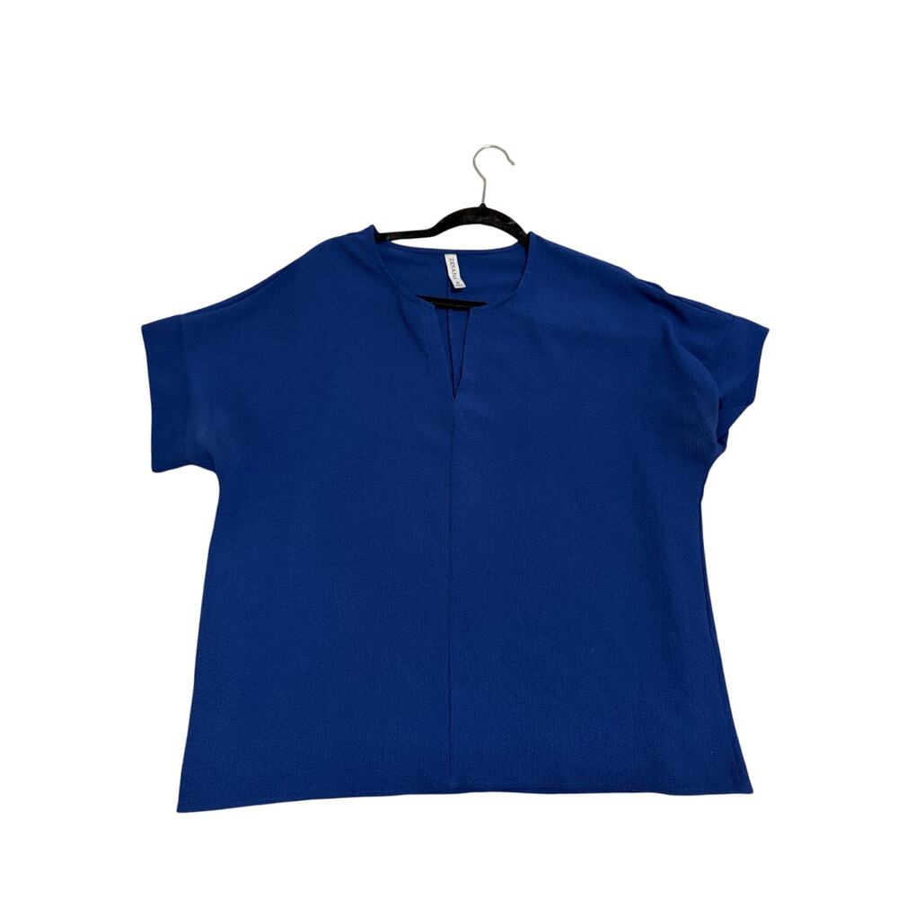 Zenana Blue Women's Casual Short Sleeve Blouse Medium